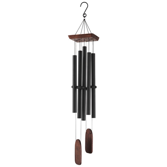 Wind Chimes For Outside, 1220 Mm, Deep Tone Wind Chimes With 5 Tubes, Unique Large Memorial Wind Chimes For Anniversary, Amazing Outdoor Decor For Your Patio, Porch, Garden And Backyard, Black