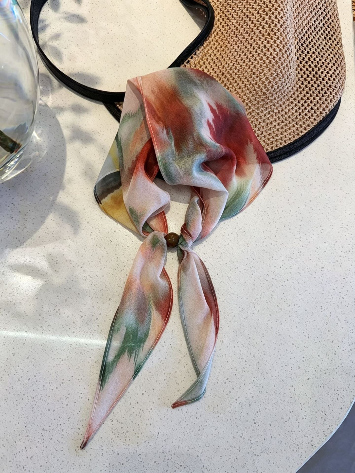 Korean-style Retro Floral Silk Scarf For Women