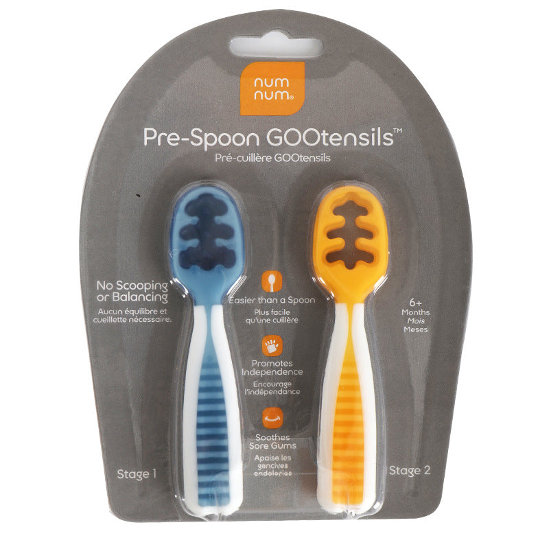 Complementary Food Training Feeding Spoon Flat Head Sticky Silicone