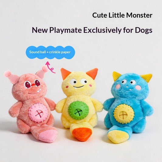 Little Monster Plush Sounding Toy Dog Food-Hiding Chewable Teether