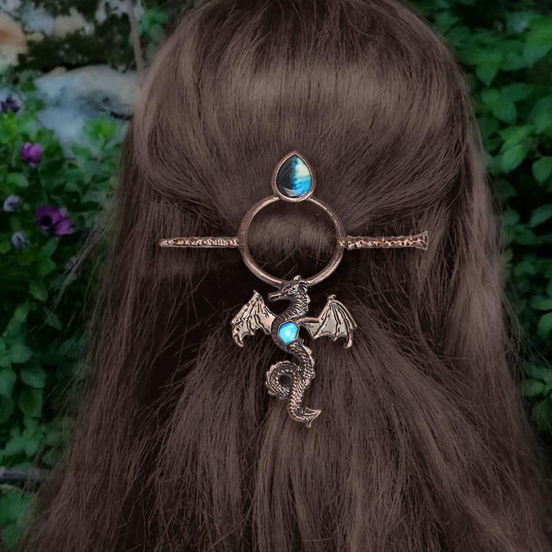 Retro Moonstone Flying Dragon Hair Accessory