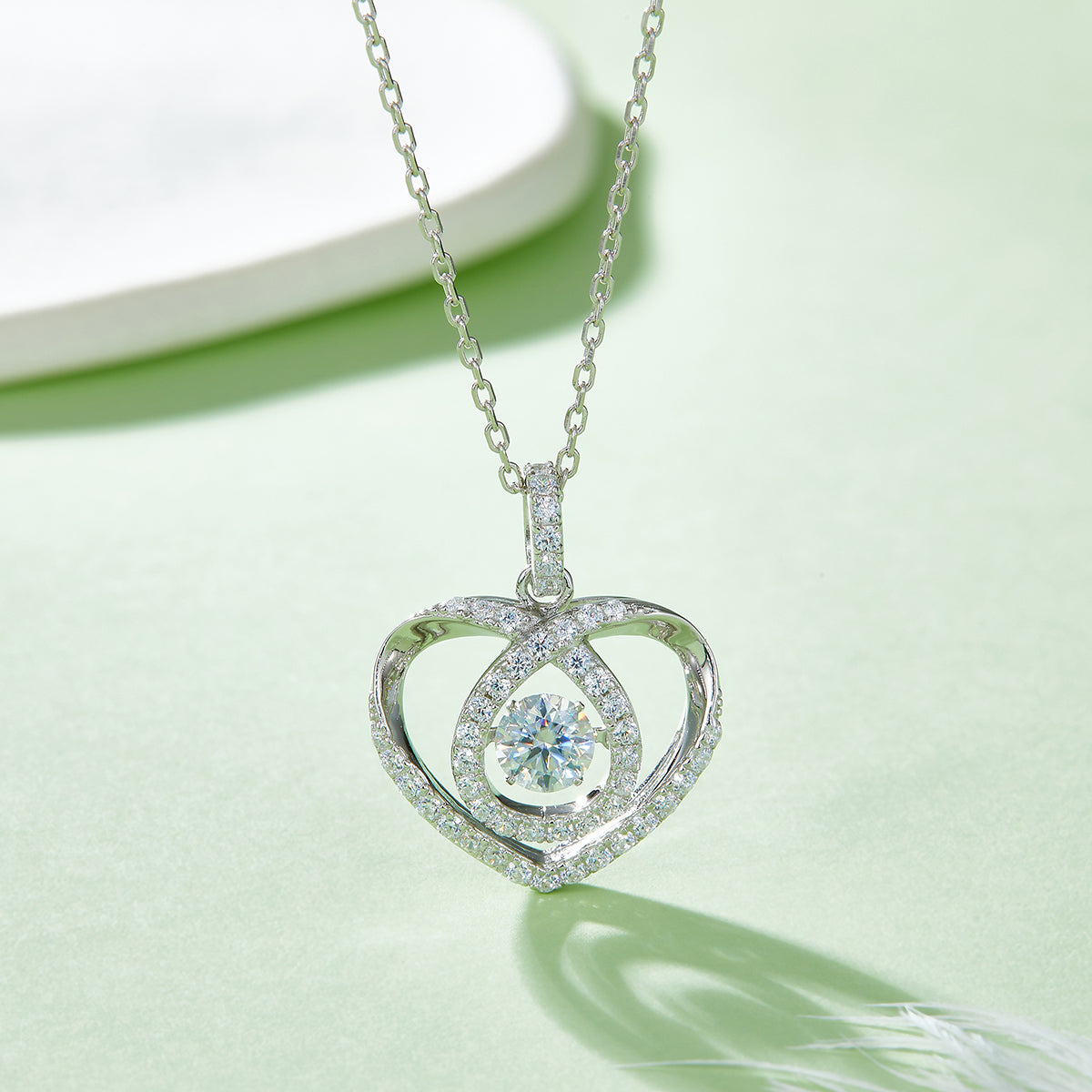 S925 Sterling Silver 0.5ct D Color VVS1 Moissanite Open Heart Necklace 45cm Platinum Plated GRA Certified Gift Box