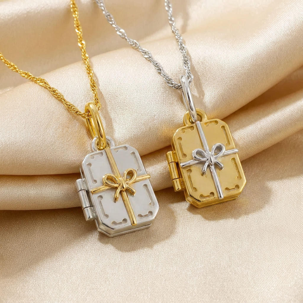 Bow-tie Gift Box Necklace Openable And Closeable Personalized Accessory