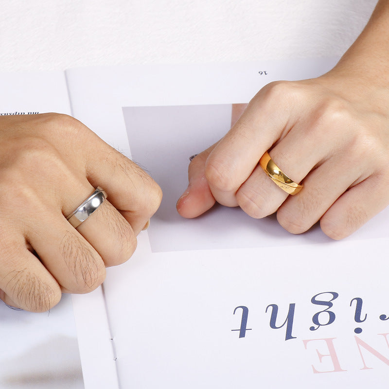 Korean-style Designed Titanium Steel Engagement Rings For Couples
