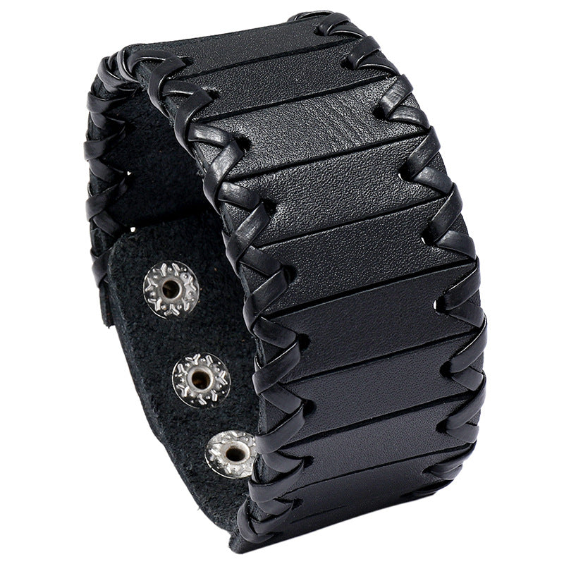 European And American Punk Style Accessories Retro Handmade Woven Leather Bracelet