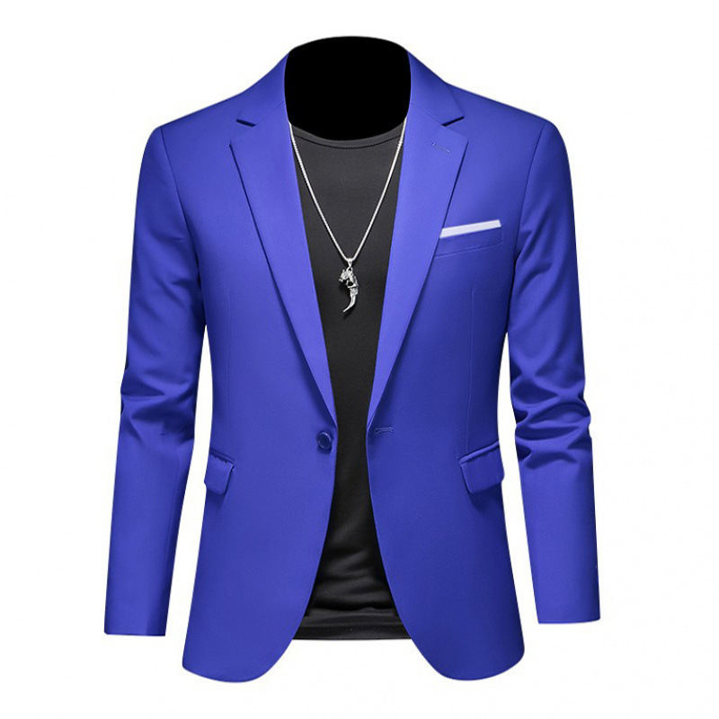 Mens Formal Wear Korean-Style Slim-Fit Blazer Single-Breasted Suit Jacket