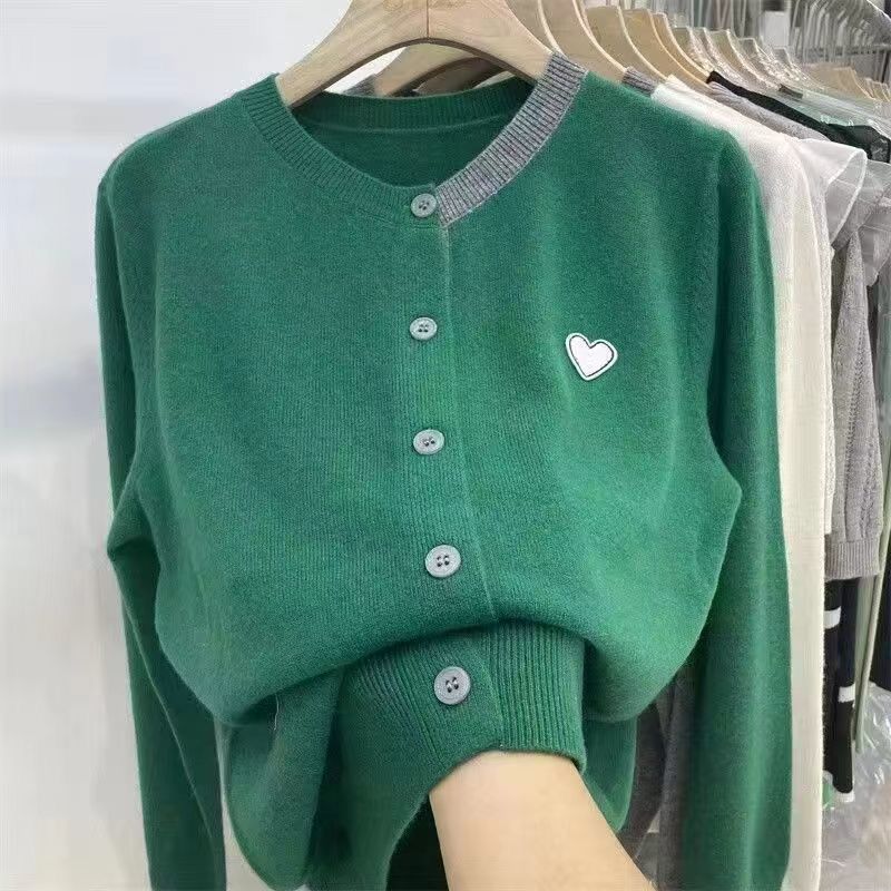Korean-style Love-themed Multicolor Patchwork Fabric Loose-fit Long-sleeve Shirt