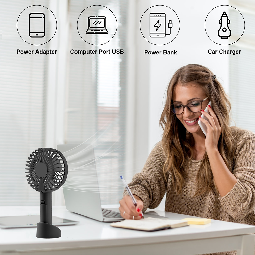 Mini Portable Hand-held Desk Fan Cooling Cooler USB Air Rechargeable 3 Speed