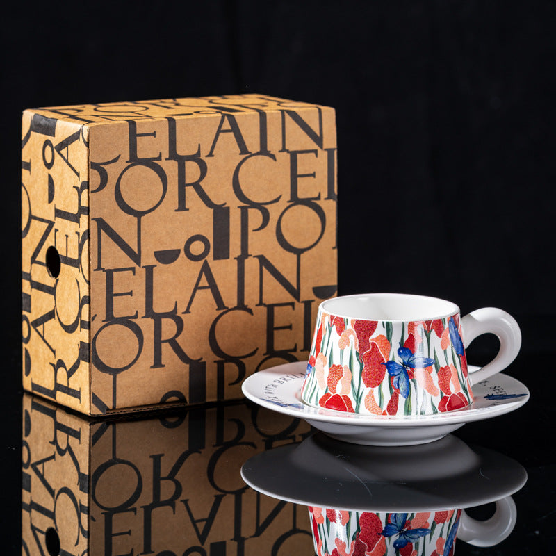 Affordable Luxury Original Iris Flower Ceramic Coffee Cup Gift Set