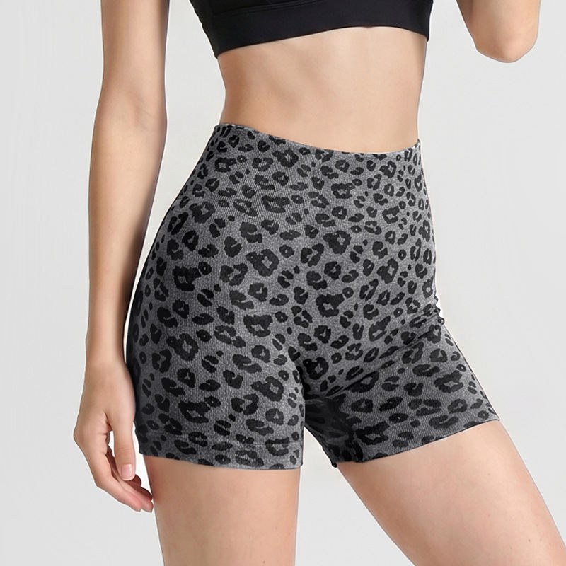 Leopard-Print Yoga Shorts For Fitness And Exercise