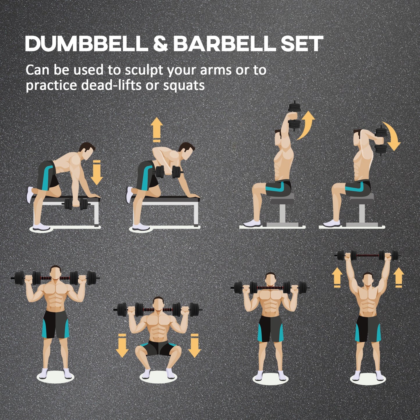 20kg 2 IN 1 Adjustable Dumbbells Weight Set, Dumbbell Hand Weight Barbell For Body Fitness, Lifting Training For Home, Office, Gym, Black