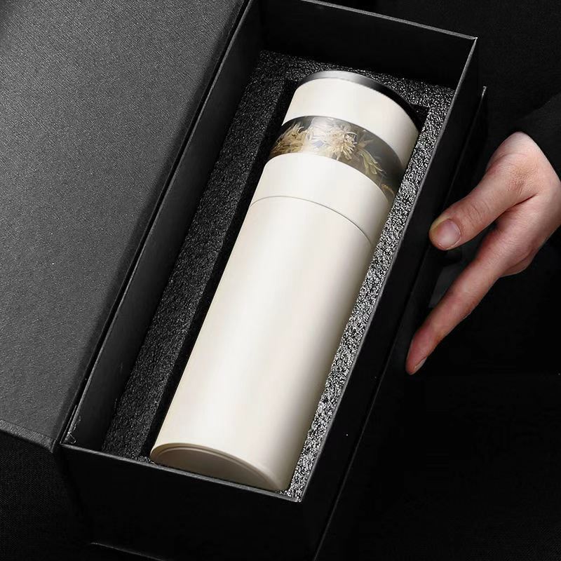 Double-Layer Smart Temperature-Display Tea And Water Separation Insulated Mug