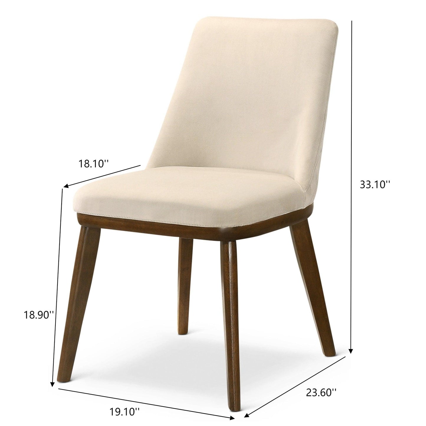 Clove Beige Velvet Dining Chair   Set Of 2   With Solid Wood Legs 33.1  H X 19.1  W X 23.6  D Kitchen Side Chairs