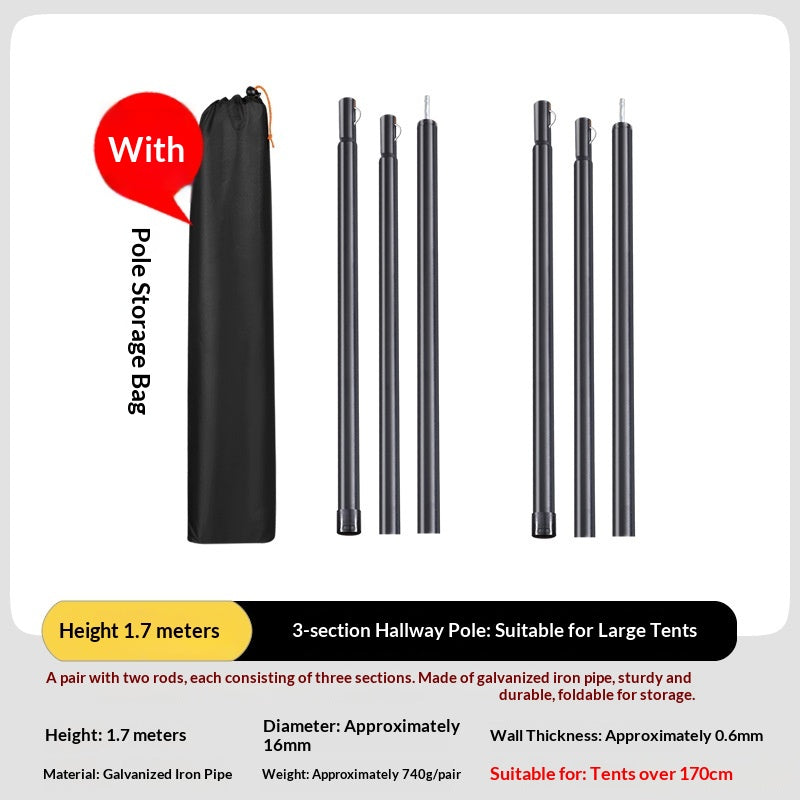 Extended Canopy Support Pole For Outdoor Camping