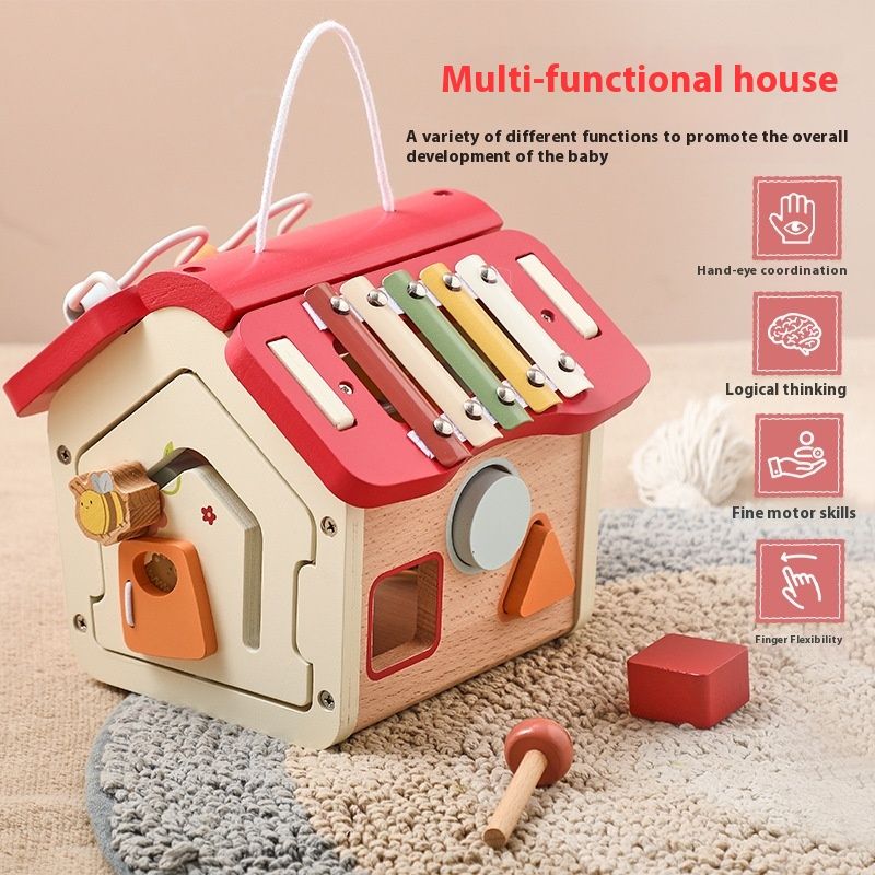 Portable Hand-carrying Multifunctional House Wooden Educational Toys