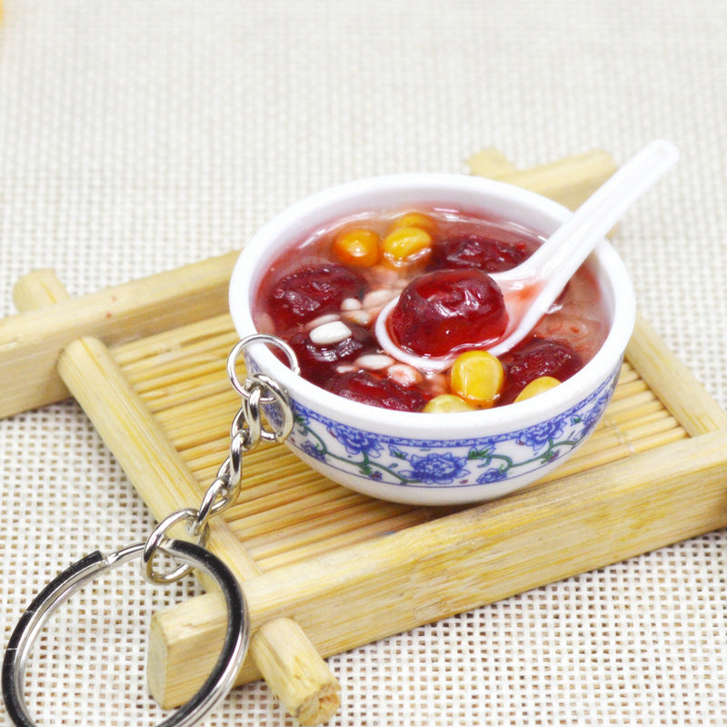 Artificial Food Pendant PVC Egg Noodle Keychain