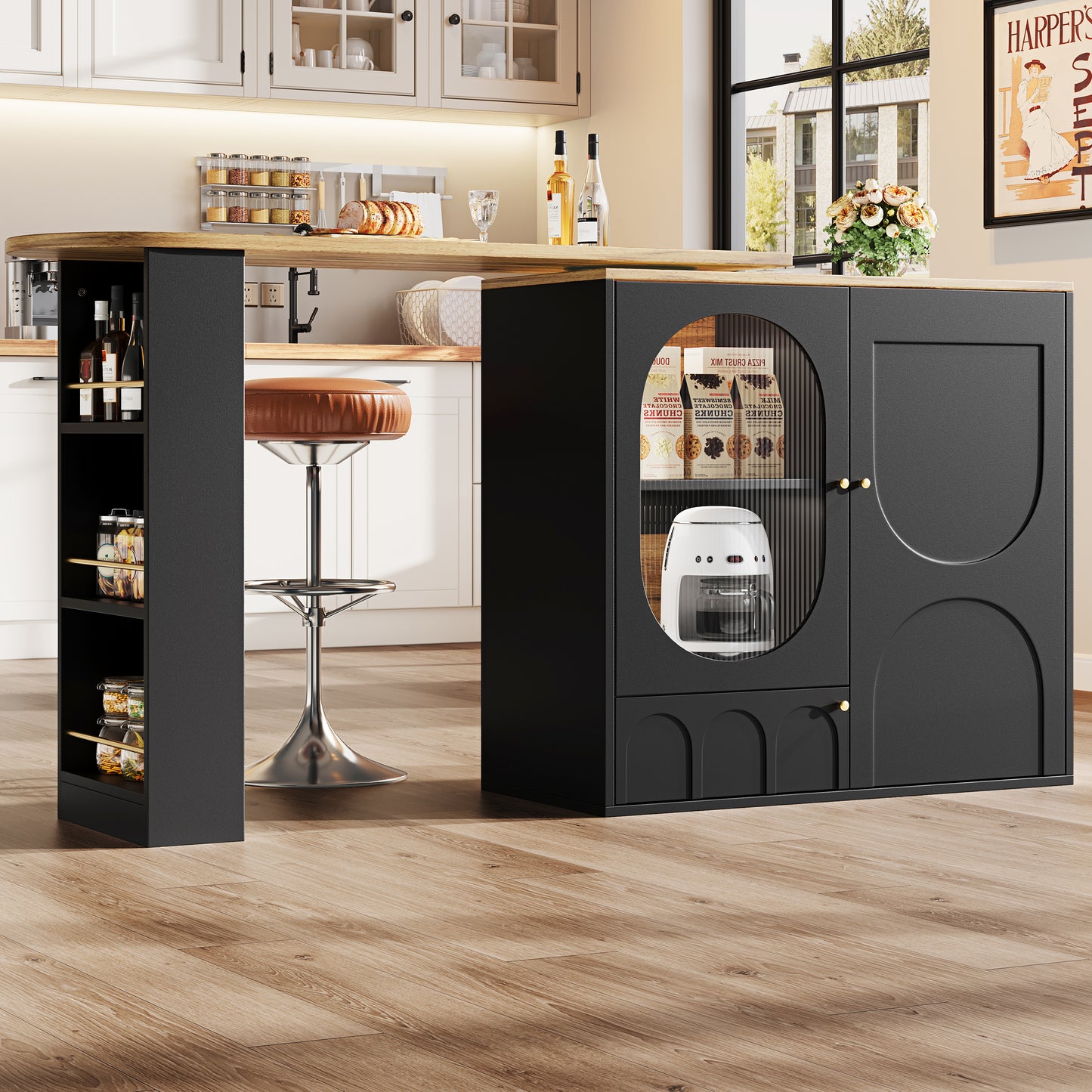 A 360 Rotating Bar Table, Stand Table  Body 138 X 39 X 102 Cm, Coffee Bar Furniture, Rotating Dining Table With Storage Space, Kitchen Island, Three Doors With Door Shelves, Detachable Partition Wal