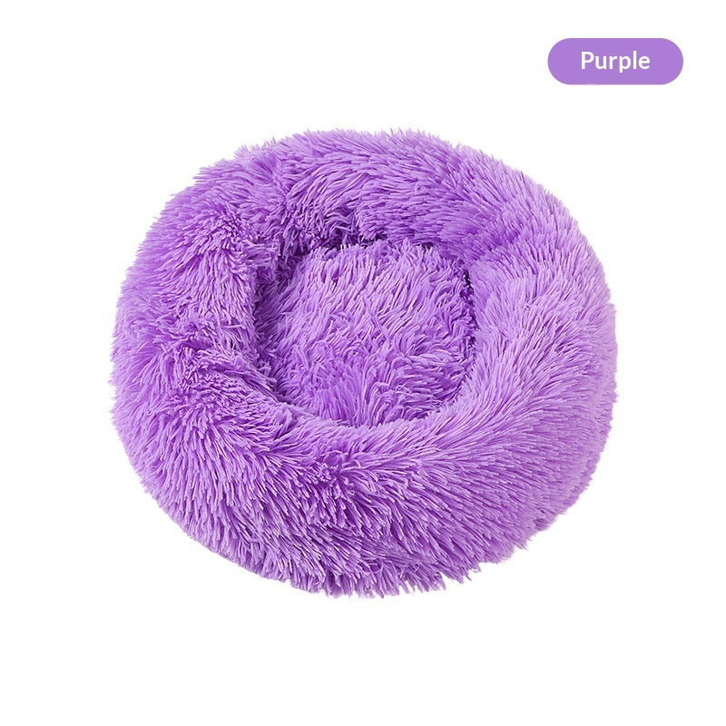 Round Plush Pet Bed, Winter Warmth For Dogs And Cats