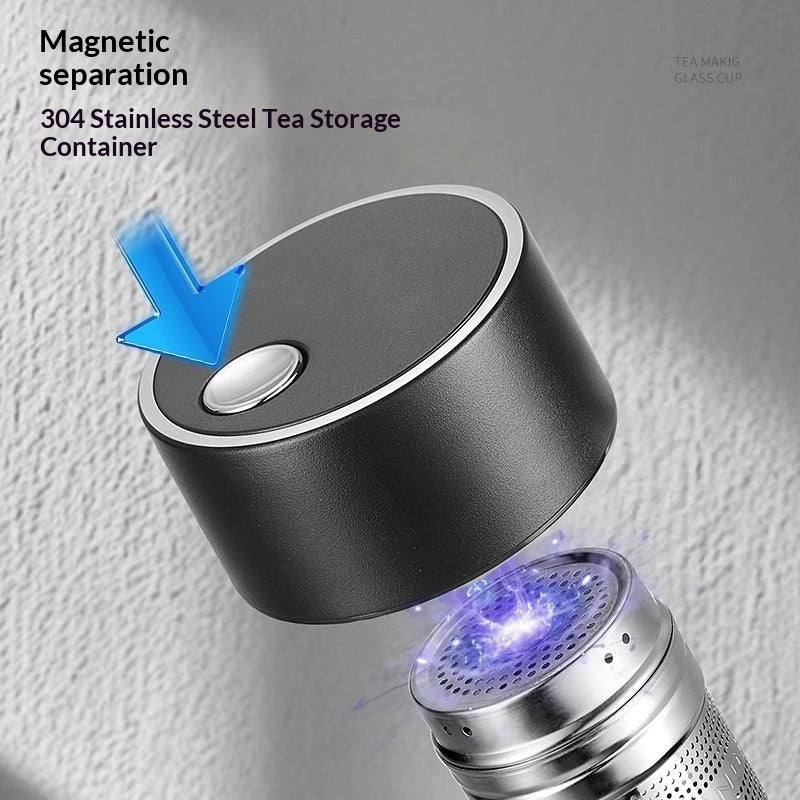 Tea-and-water-separating Magnetic-infuser Heat-resistant Glass Teacup
