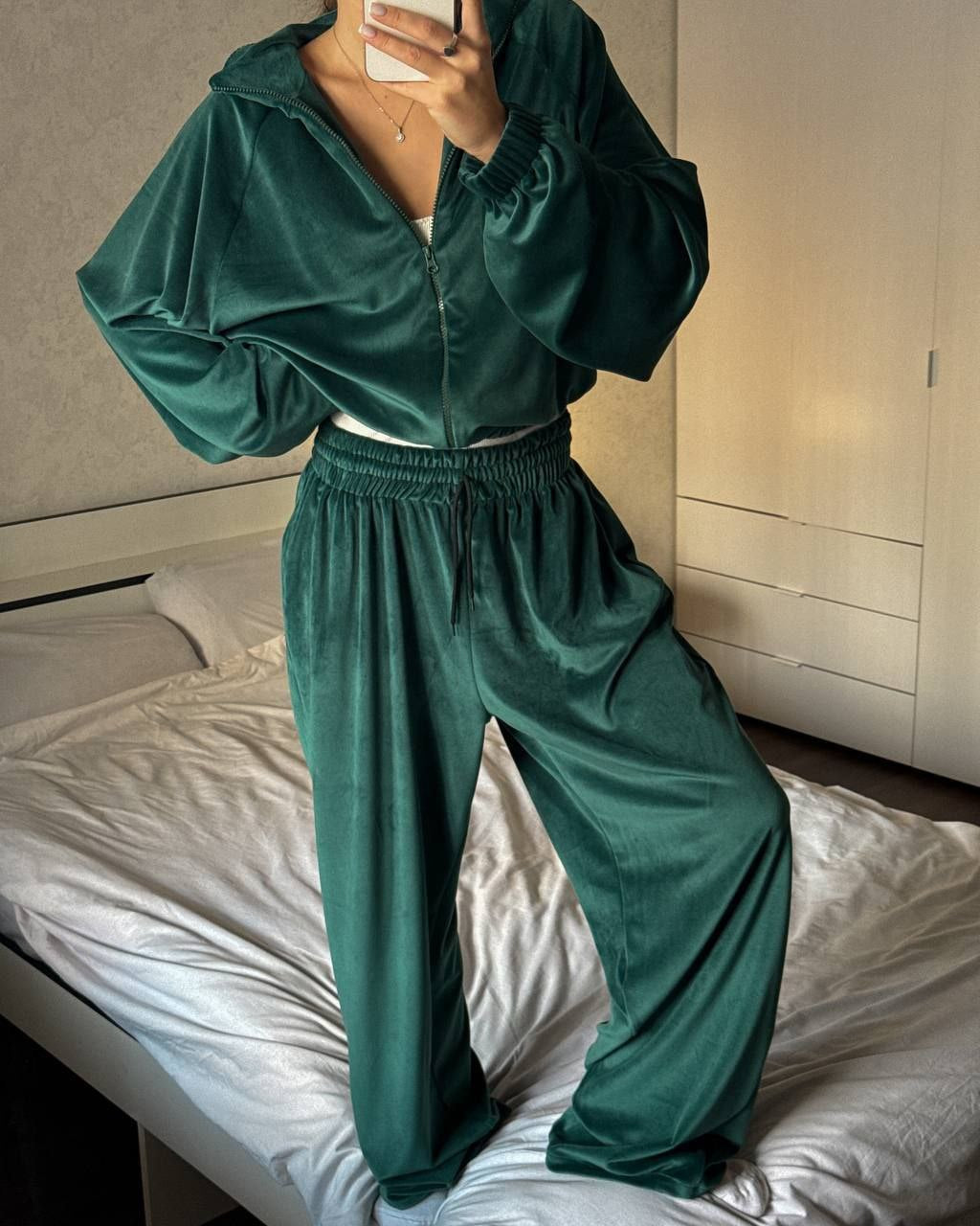 New Casual Womens Set Solid-color Long-sleeve Zip-up Cardigan And Sweatpantstwo-piece Set