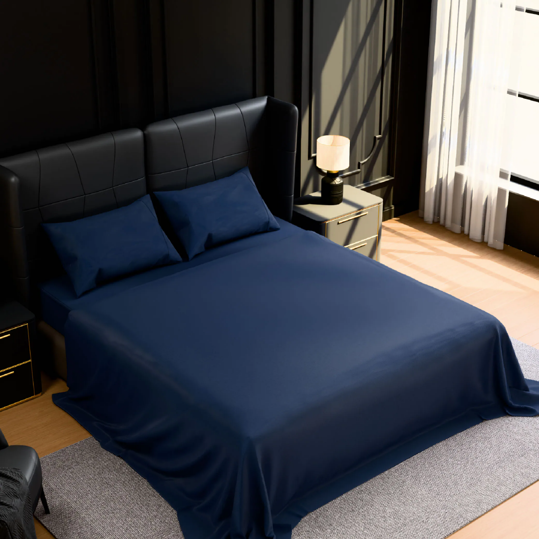 Bedding King Bed Sheets Set - 4 Piece Bedding - Brushed Microfiber - Shrinkage And Fade Resistant - Easy Care King, Navy Blue