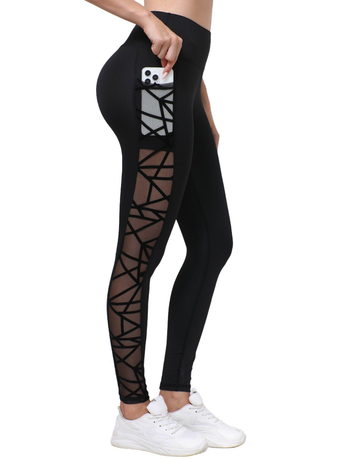 New Arrival Best-Selling Yoga Pants, Sports & Outdoor Skinny Leggings With Butt-Lifting Design, Spliced Mesh And Pockets