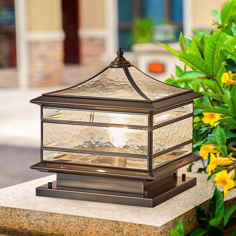 All-copper European-style Gatepost Light Courtyard Lamp Outdoor Waterproof