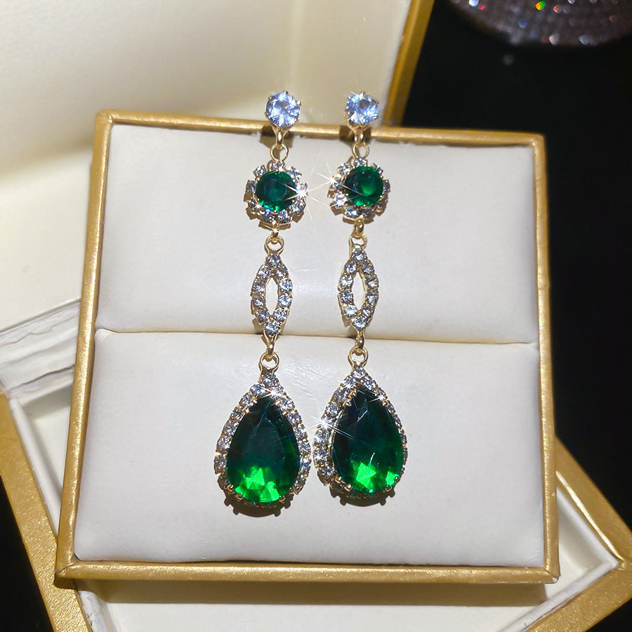 Silver Needle Premium Chinese Earrings Women Enamel Flower Rhinestone Pearl Elegant
