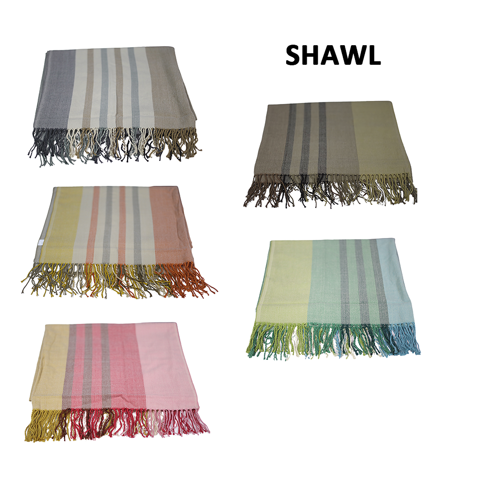 Wool Scarf Shawl Winter Warm Neck Scarf Shawl Fashion Stripe Women Gift AU Shawl-857-74165-Green-700085