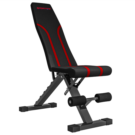 SPORTNOW Foldable Weight Bench, Adjustable Incline Flat Bench Press With 6-Level Backrest, 4-Level Seat, Leg Extension For Home Gym Workout Full Body Strength Training