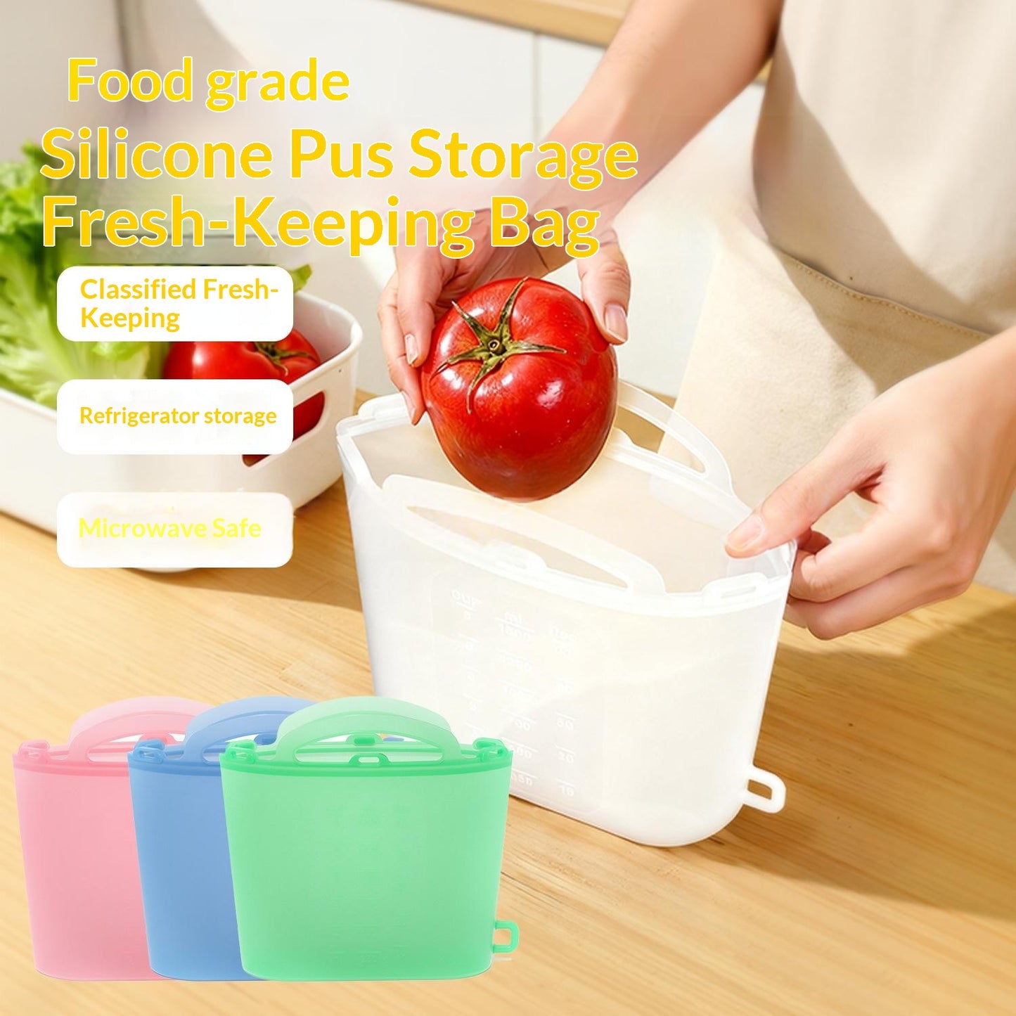Foodgrade Silicone Portable Freshkeeping Bags For Food Portioning