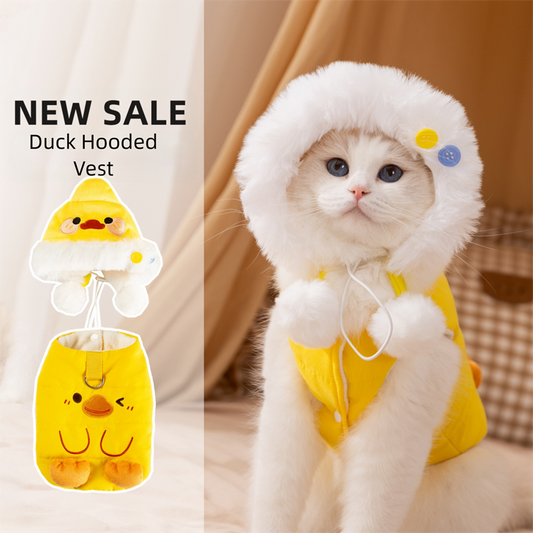 Cute Autumn And Winter Cat Clothes, Duck Transformation Outfits, Fleece And Thickened Warm Cotton-padded Clothes, And Small Dog Bichon Frise Pet Clothing