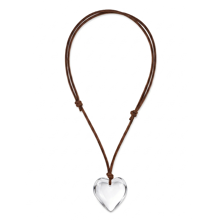Y2K Puffy Glass Heart Pendant Necklace - Large Murano Style Heart Charm On Adjustable Cord - Cute Chunky Romantic Jewelry Gift For Women