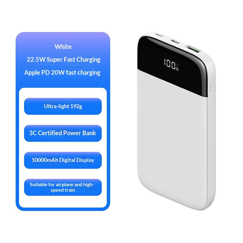 Ultra-thi Portable 10000 MAh Power Bank With Digital Display And Bidirectional Fast Charging