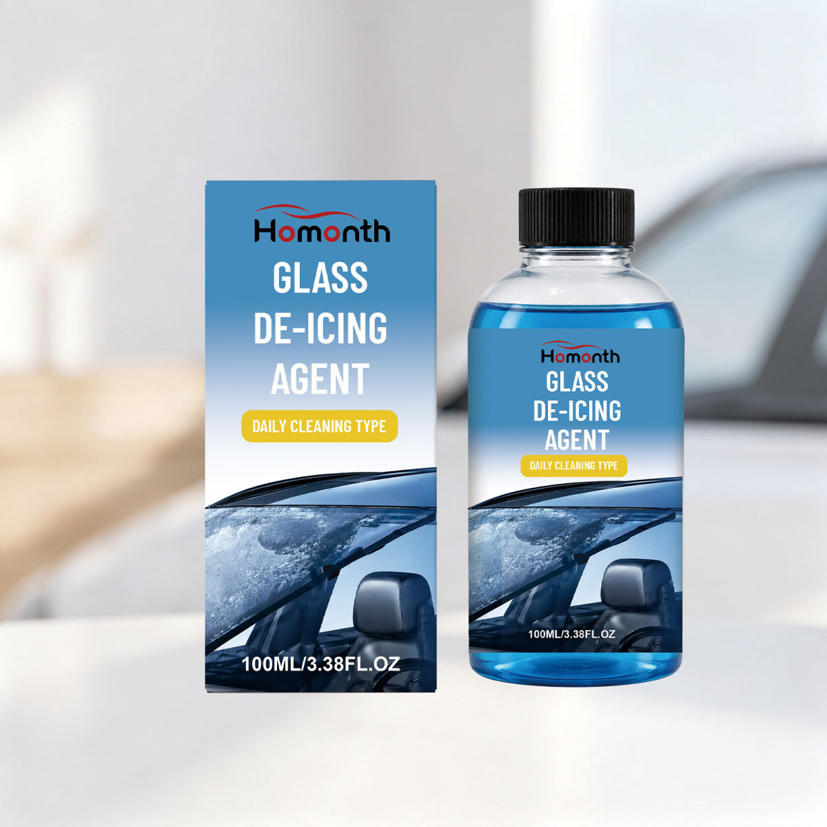 HOMONTH Glass Defrosting Agent For Car Windshields, Daily De-icing, Clear Vision, Convenient And Easy-to-use Care Agent.