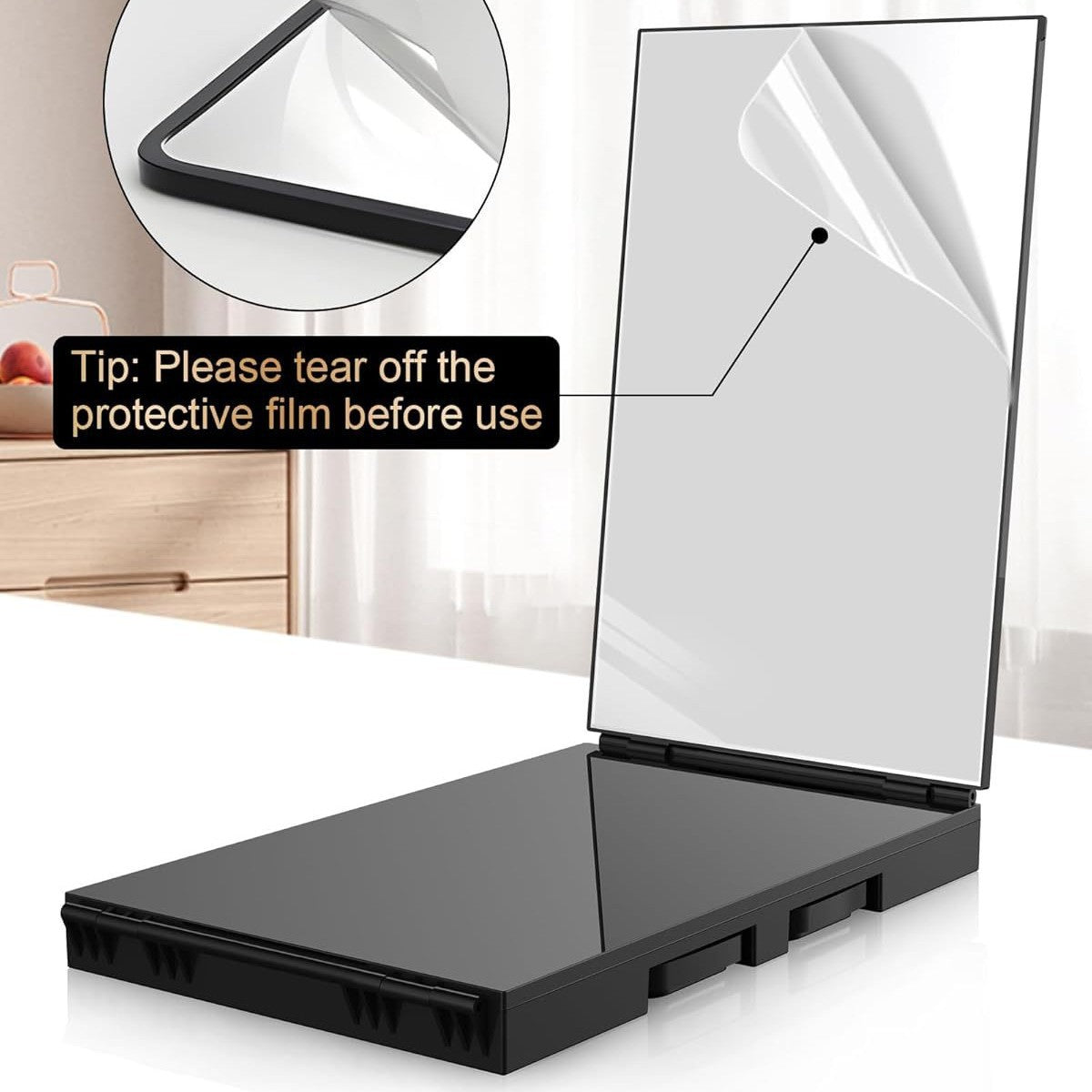 Amazon Bestseller Extendable Suspended Three-Sided Folding Makeup Mirror