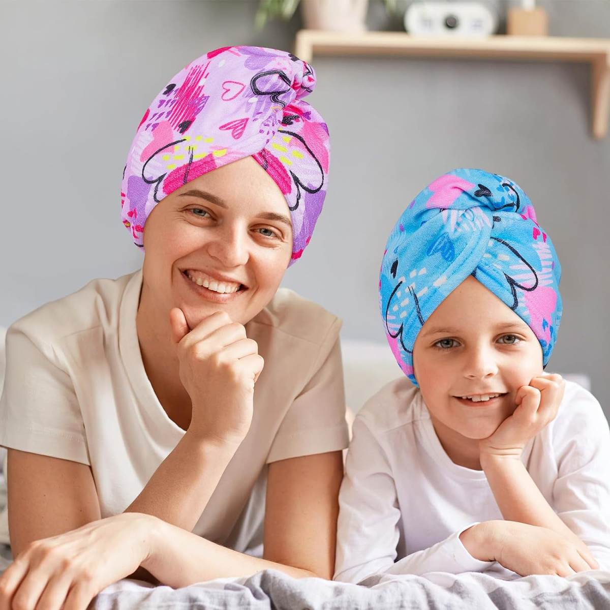 Water-absorbing Children Rainbow Printing Dry Hair Cap