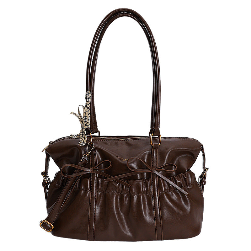 Retro Women's New Fashionable Korean Style Portable Bowling Bag Large Capacity