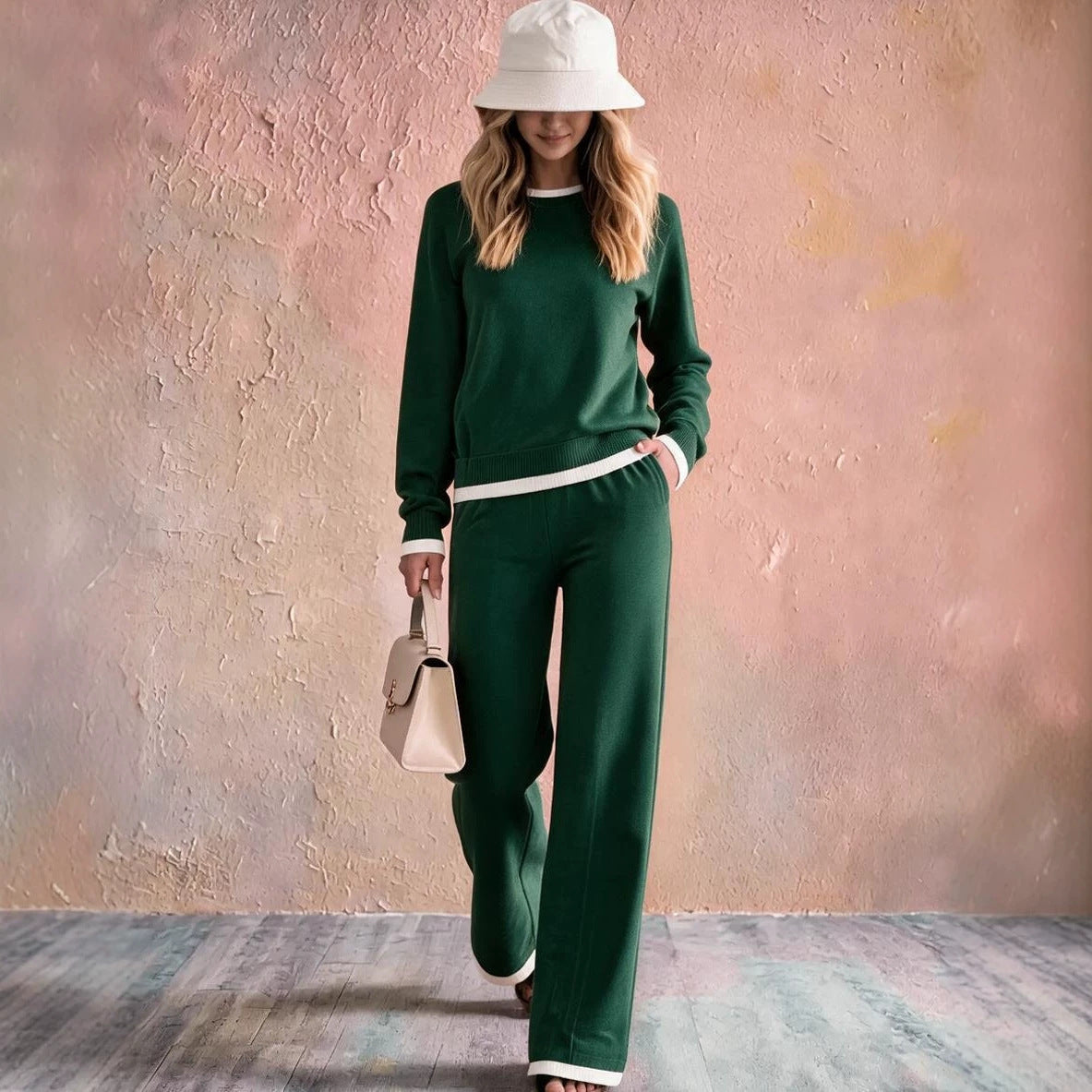 New Fallwinter White Edged Sweater Set