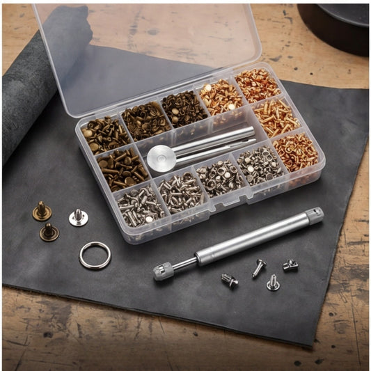 Comprehensive Hollow Rivet Set With 306 Rivets & Tools, 3–8 Mm Rivets In Gold/silver/bronze, Including Punch & Setting Tool, Complete Rivet Set For Leather & DIY Party Decorations