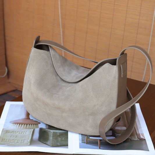 Retro Matte Genuine Leather Underarm Bag For Women, New Autumn-Winter Versatile Dumpling Bag, Casual Fashion Crossbody And Shoulder Bag