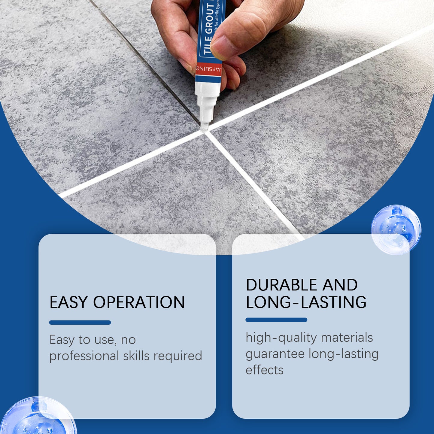 Jaysuing Tile Grout Pen Is Waterproof And Mildew-Proof, Fills Gaps And Is Durable, Creating A Beautiful And Tidy Home Space