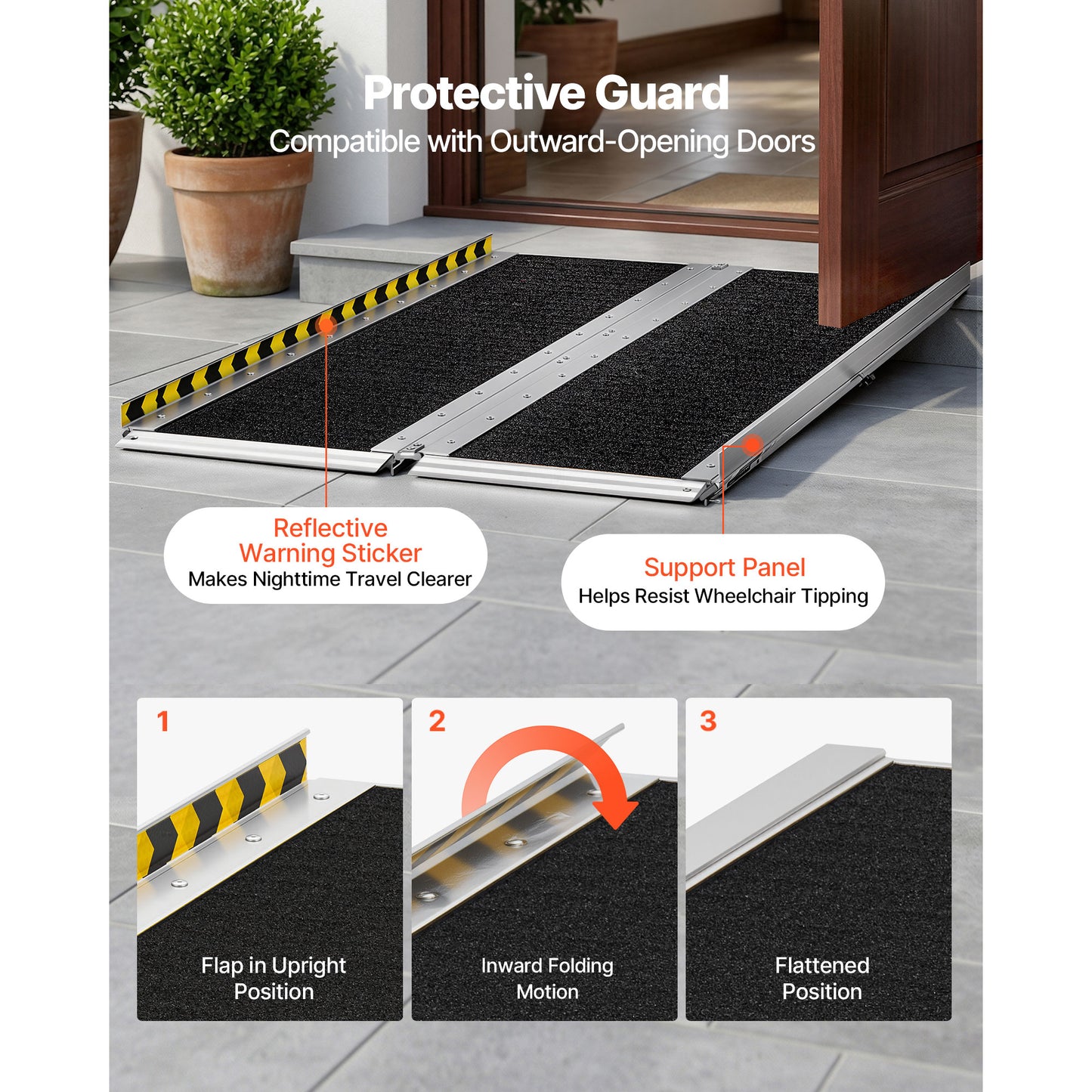 Portable Wheelchair Ramp, 4FT, Non-Slip Aluminum Folding Handicap Ramp For Wheelchair, 800 Lbs Capacity, Door Threshold Ramps For Home Steps, Stairs, Entry, Threshold, Doorways, Scooter, Curbs