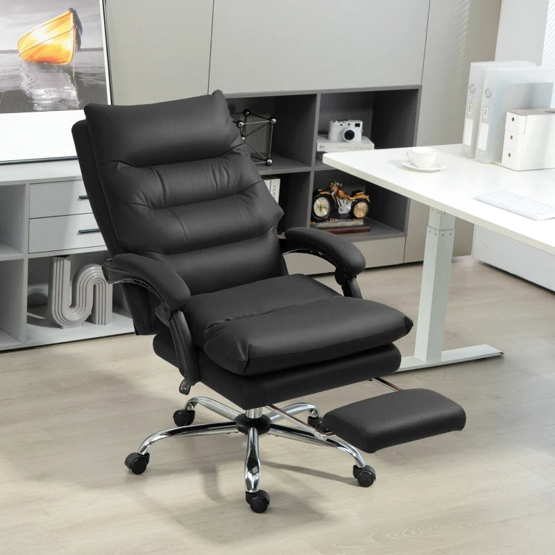 Vinsetto Massage Office Chair With Heat Function, Computer Desk Chair With Footrest Swivel Wheels, Black