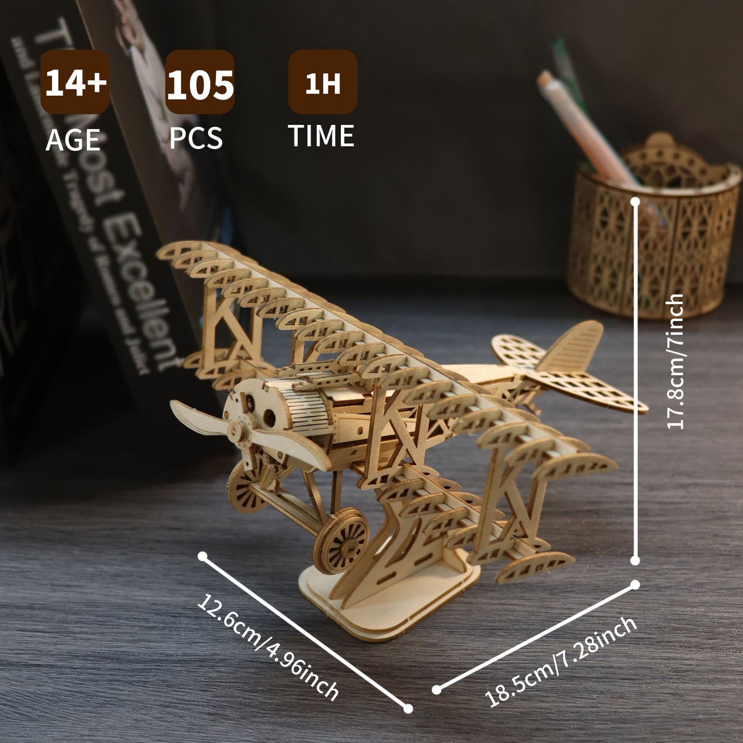Sales Are Prohibited On The TEMU And SHEIN - 3D Wooden Puzzle Wood DIY Craft  Bi-Plane Model Kits Handmade Gifts