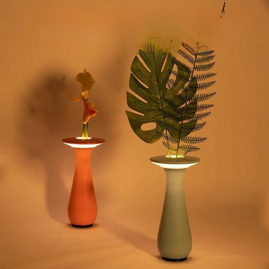 Creative Vase Decoration With Wireless Charging And Floral Arrangement Ambiance Lighting