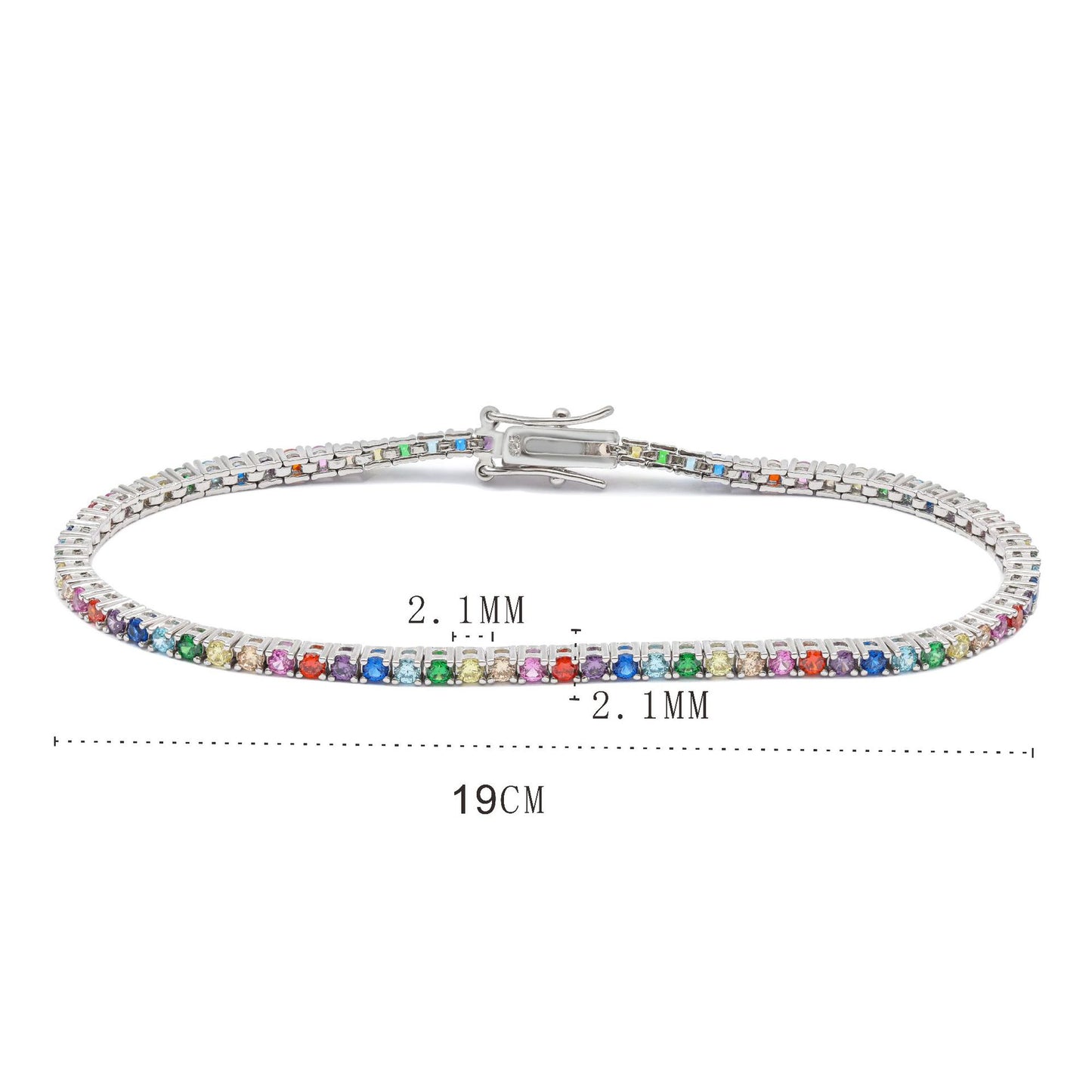 New Color-block, Single-row Inlaid Tennis Bracelet For Women Personalized 925 Silver With Colorful Zircon Stones
