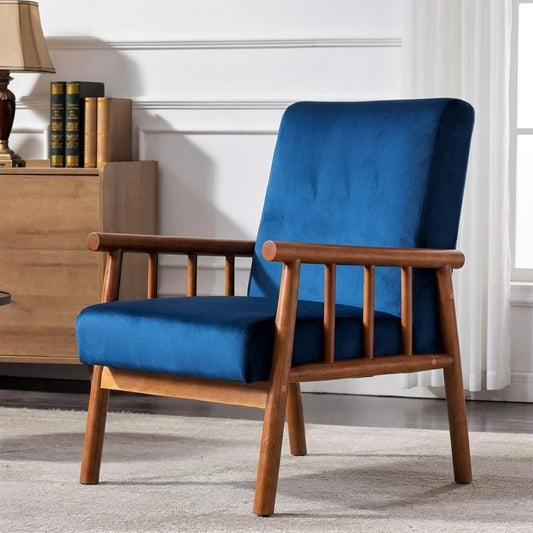 25     Wide Classic Mid-Century Modern Arm Chair, Dark Blue