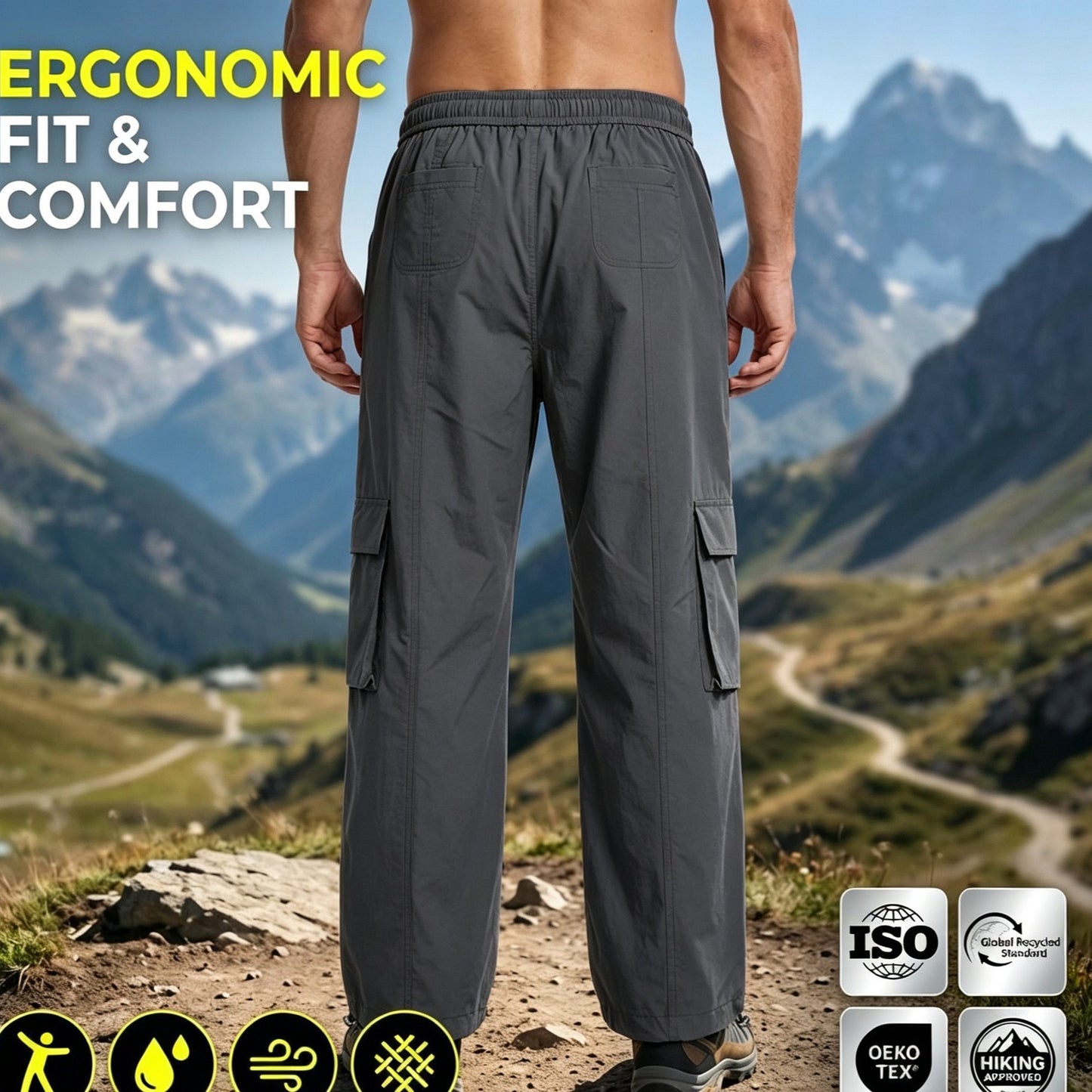 Outdoor Work Pants For Men With Multiple Pockets, Water-Resistant Hiking Pants, Drawstring Jogger Pants, Direct From The Source Manufacturer