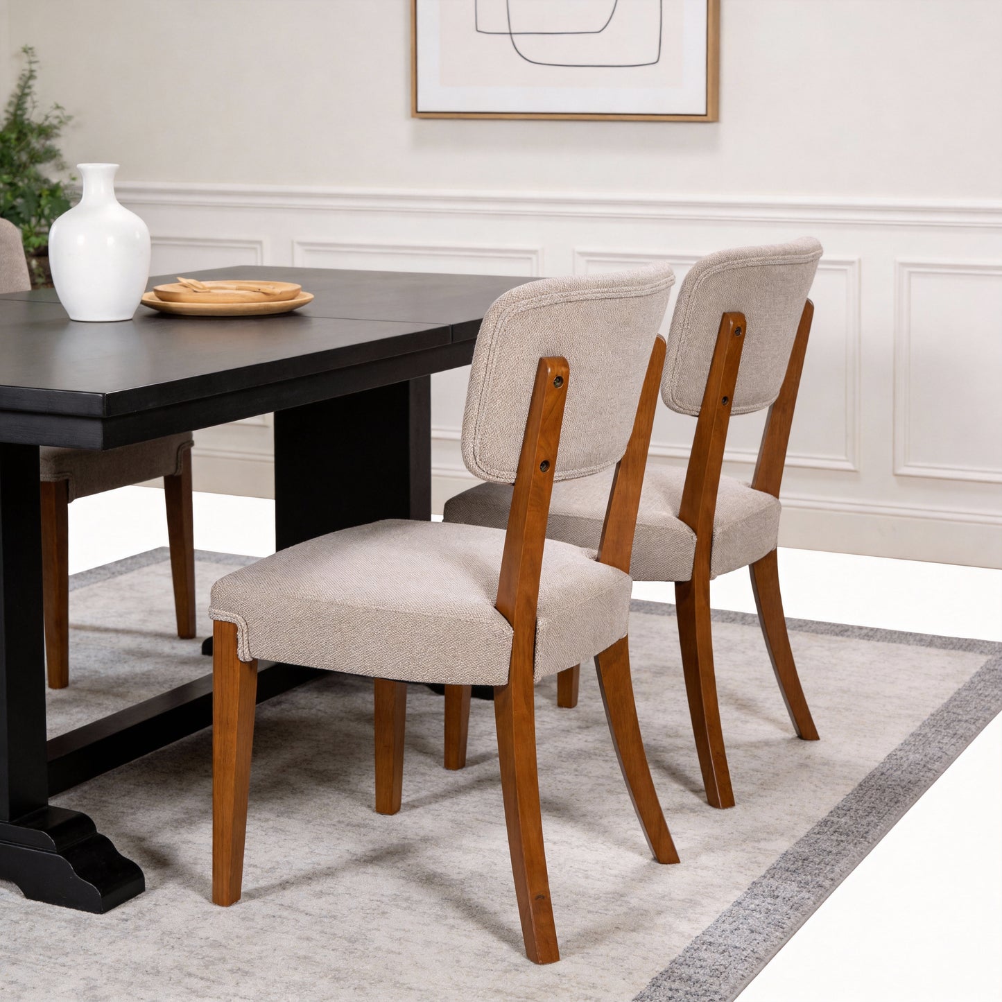 Modern Armless Dining Chairs Set Of 2, Brown, Contemporary Side Chairs With Wood Legs   Versatile Accent Chairs For Dining Room, Kitchen, Or Living Room